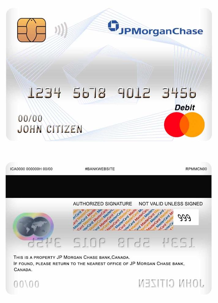 Canada JP Morgan Chase Bank mastercard debit card